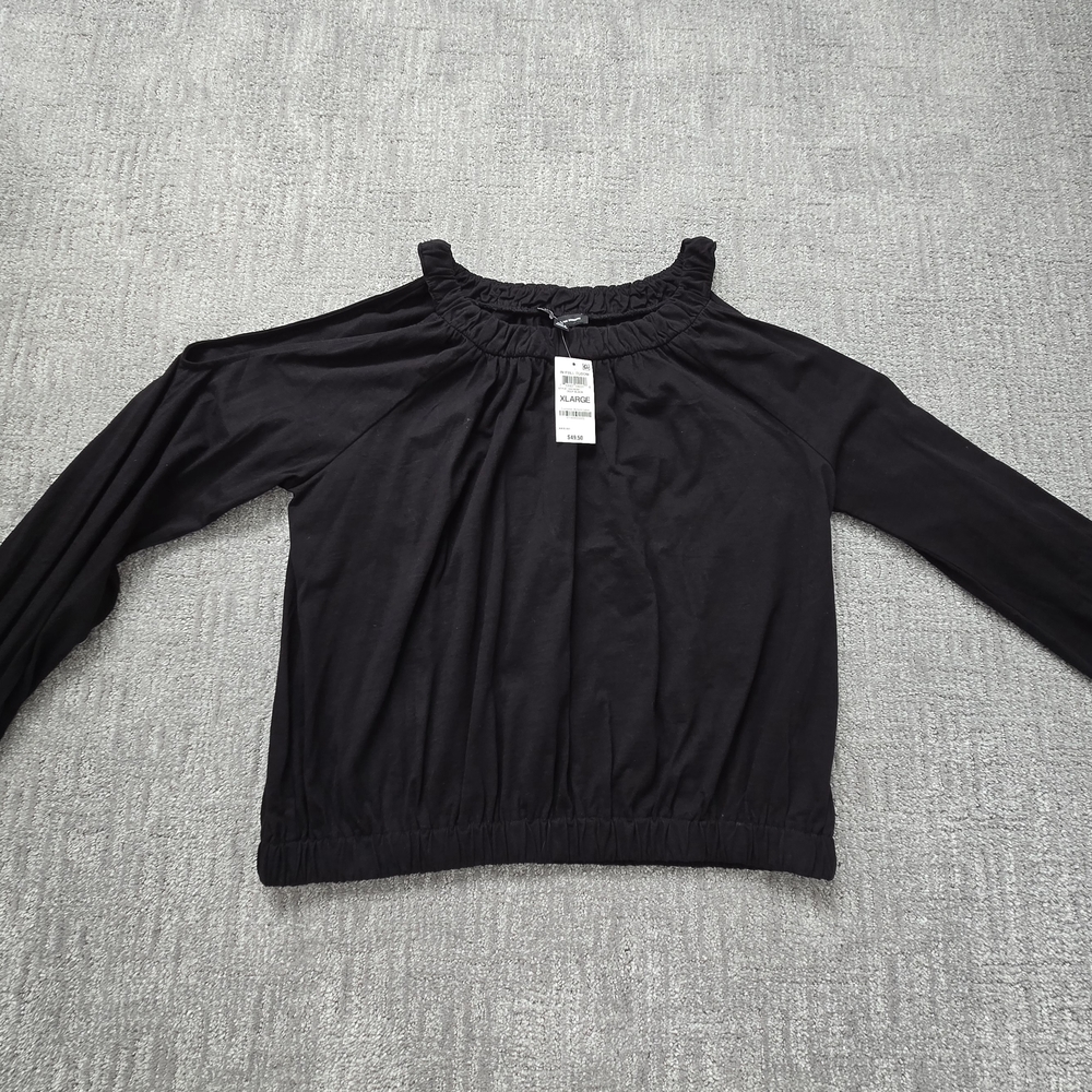 INC International Concepts Black Off-Shoulder Blouse